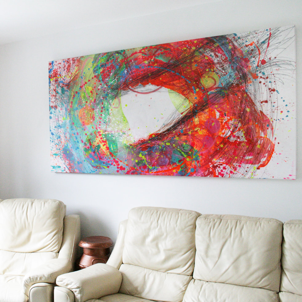 large colourful abstract wall art by Kate Green
